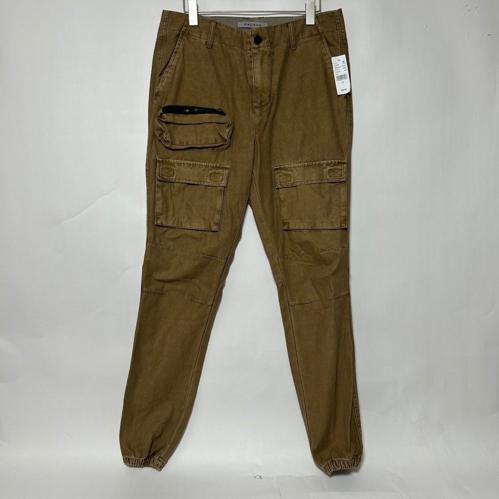PacSun Cargo Jogger Pants Women 30 Tan Utility Multi-Pocket Gorpcore Streetwear